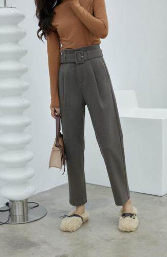 冬季新款气质显瘦腰头设计感遮肉呢绒厚实百搭休闲，女装，拉嘉图