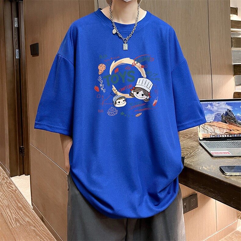 华夫格t恤男短袖男大码五分袖大皂风HT73385-P22,男装T恤,电商A040