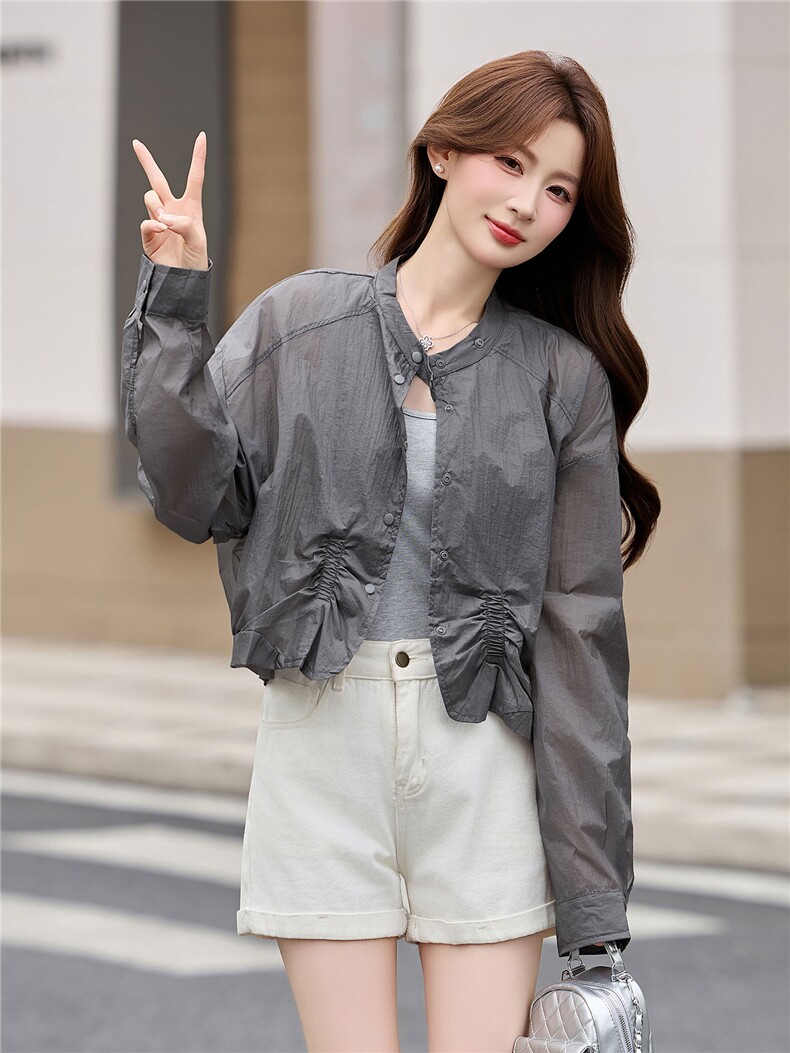 防晒衣薄款短外套女夏2026新款小个子时尚洋气宽松透气防晒服上衣,女装防晒衣,丽影随形