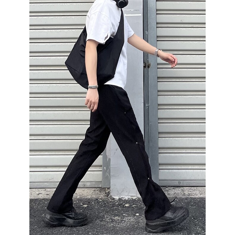 B221美式ins高街小众排扣直筒休闲西裤LK23008-P60控78,男装休闲裤,电商B221