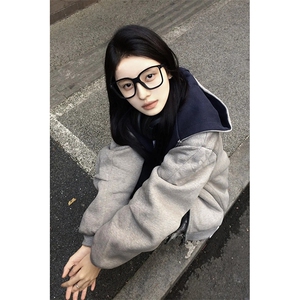 抖音得物高品质二开 26春装美式重磅宽松结构双面连帽卫衣外套W68图片