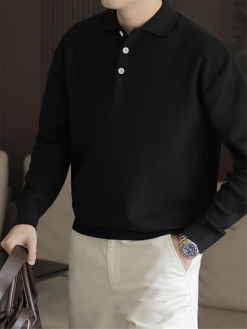 秋冬翻领长袖针织毛衣打底衫H58019-P70,男装T恤,星座1012-1