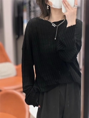 宽松慵懒薄款罩衫防晒薄款套头衫2025年春季长袖，女装针织衫/毛衣，缘满羊绒