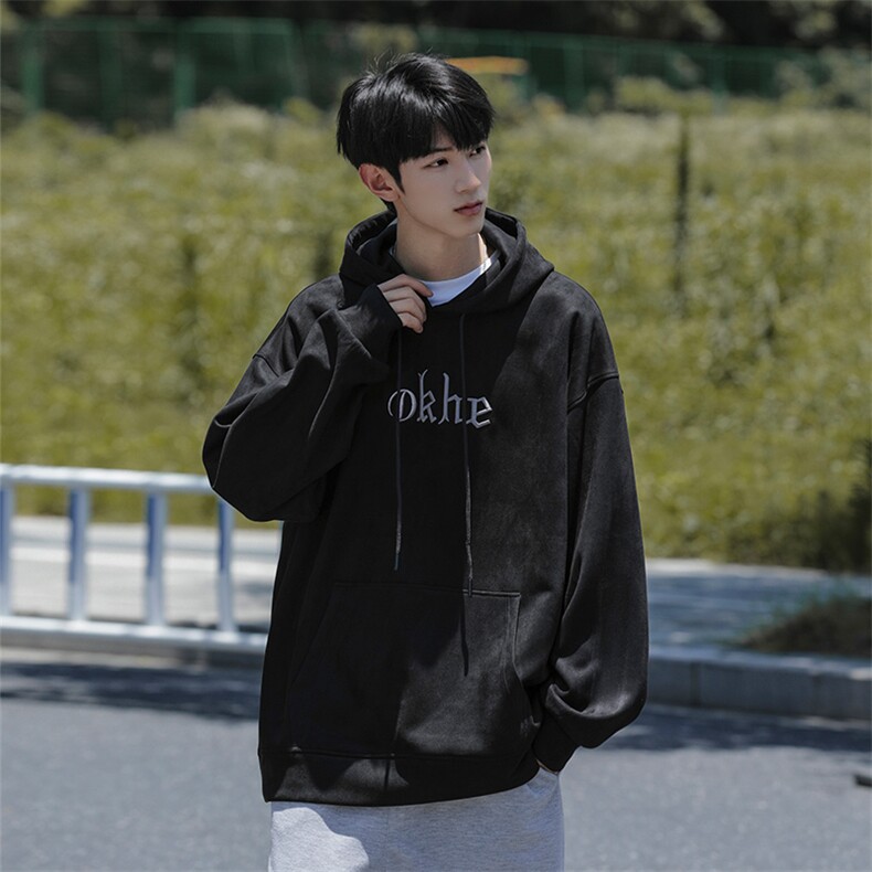 M-6XL380克大码秋季新款连帽麂皮绒刺绣套头卫109-W02042-P58,男装卫衣,星座109-1