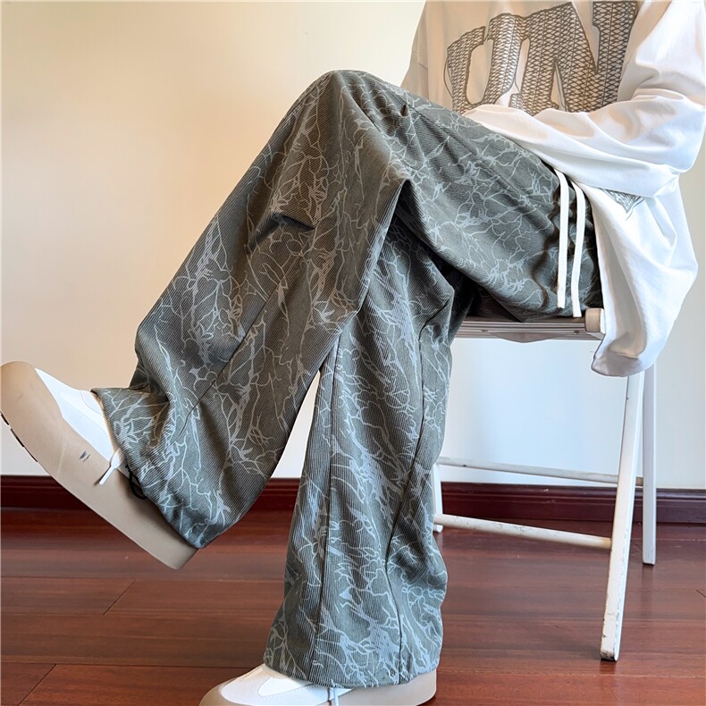 秋季新款潮流扎染灯芯绒百搭宽松休闲裤B315-K24304-特p35控68,男装休闲裤,电商B315