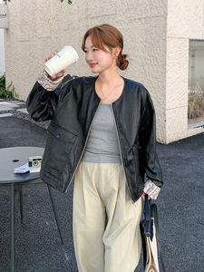 【现货主推】新款圆领短款外套女韩版百搭宽松上衣8512-P165-K248图片