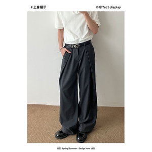221-5/K1235/P55 美式复古阔腿宽松直筒垂感老钱风西裤休闲裤图片
