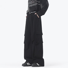棉美式秋冬水洗绿色工装裤男女宽松直筒XZ201-D607P53，男装牛仔裤，星座201