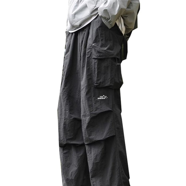 春夏季登山冲锋裤男宽松直筒束脚防泼水伞兵裤户外运动工装长裤子,男装工装外套,星座506A