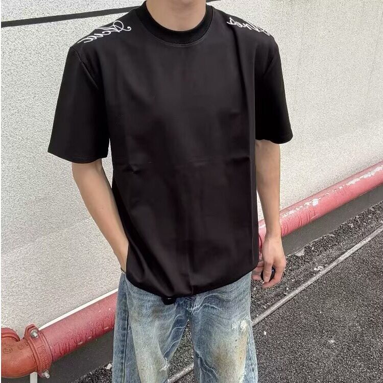 美式复古重工字母刺绣短袖T恤男女半袖潮流夏季潮牌HTX195图片