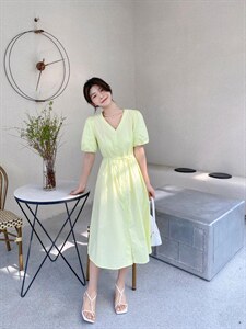 2022新款夏装韩系简约风压线精致连衣裙,女装连衣裙,珂妮卡COOZIC