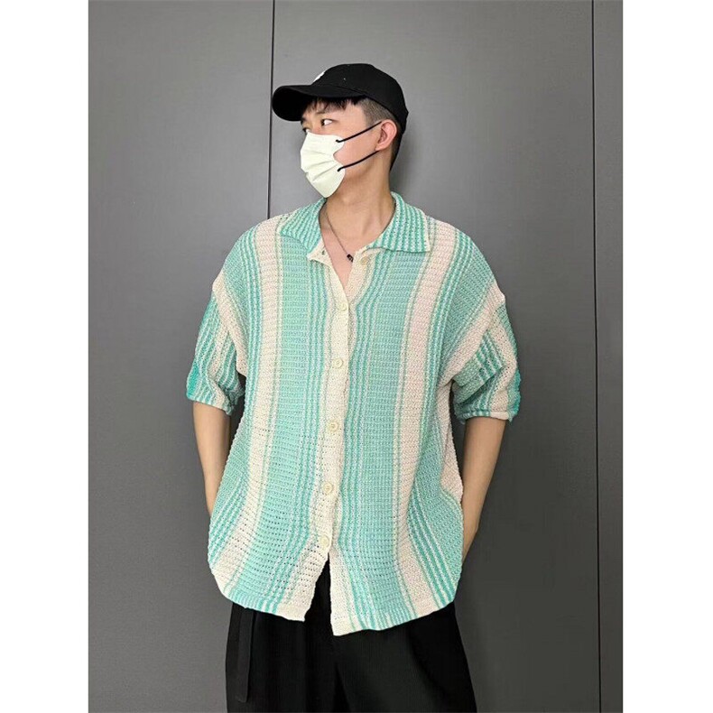 复古衬衫春夏宽松小众设计感新款开衫-KS952-网络图,男装衬衫,星座1002-2