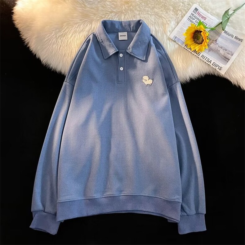 华夫格POLO衫长袖T恤男春季款ins潮流日系上衣服W0506-P33,男装卫衣,星座308B-1