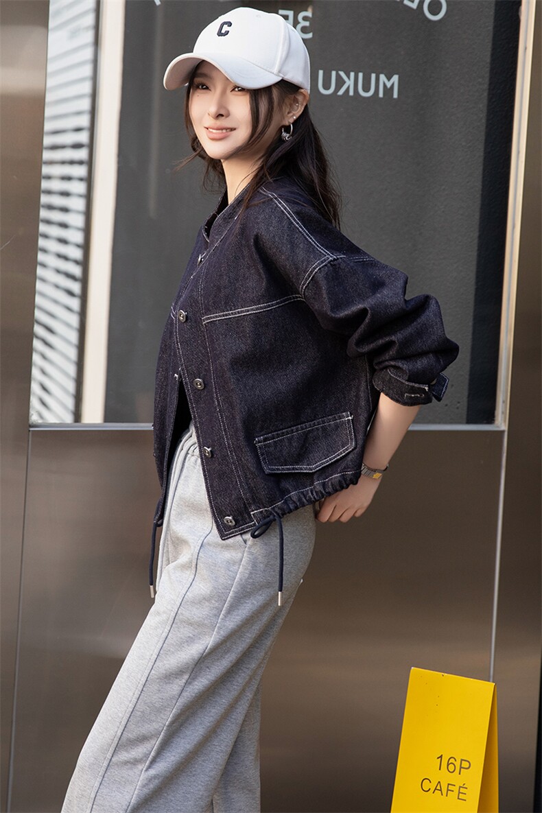 牛仔外套女春秋短款2025年新款设计感休闲宽松立领夹克小个子上衣,女装套装/套裙,美拉德工厂直营店