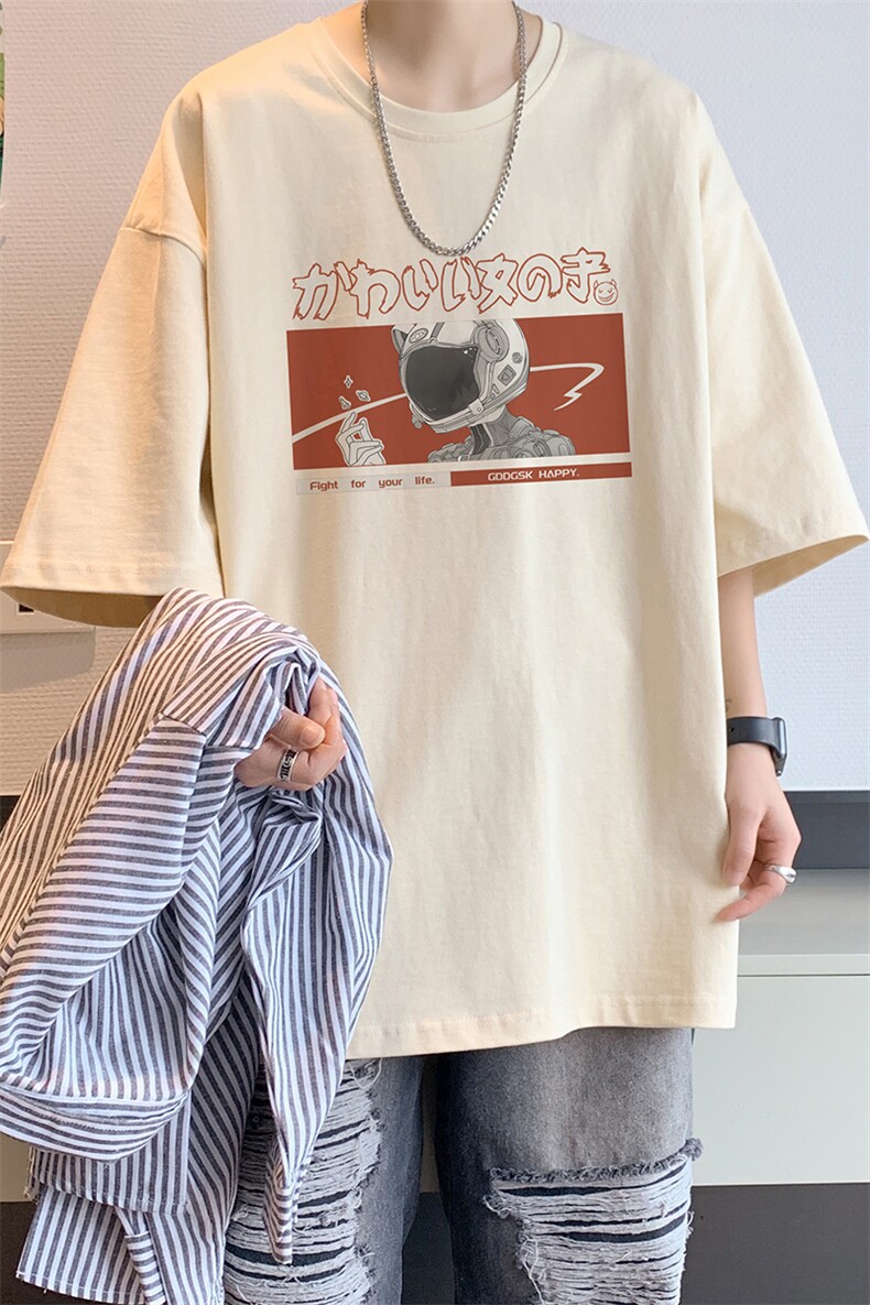 已注册/夏季内景新款宽松短袖T恤男潮卡通人物打底衫DT00599/P25,男装T恤,电商B316