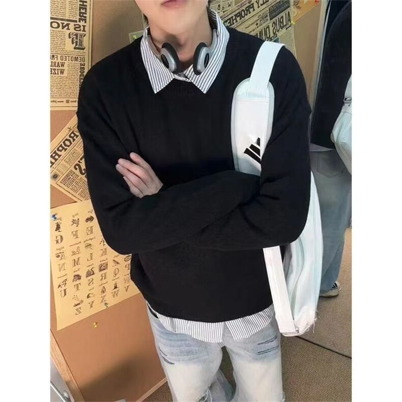 圆领毛衣男款秋冬美式慵懒高级感针织衫内搭打底衫YM5020-P53,男装T恤,星座208-5
