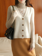 2025年秋季新款螺纹边四扣V领针织，女装马甲，洁纯羊绒