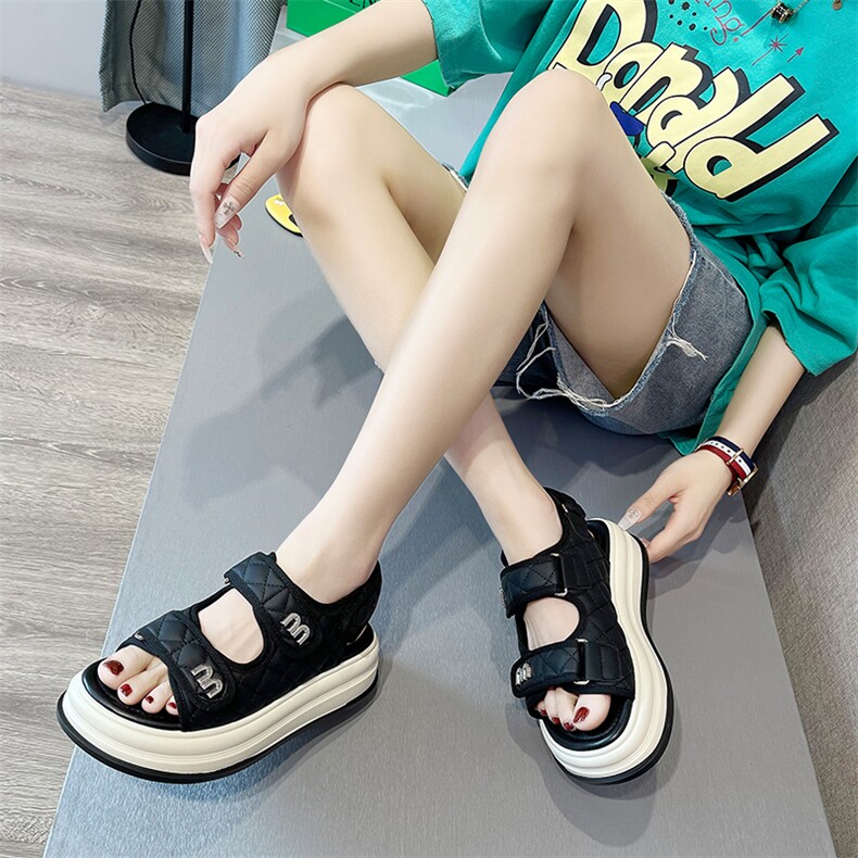 X3964-P145小香风凉鞋女2024夏季新款魔术贴厚底沙滩凉鞋，女鞋凉鞋，星座1407-3