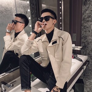 社会风秋魔术贴纯色立领夹克B297-1903-P105控148图片