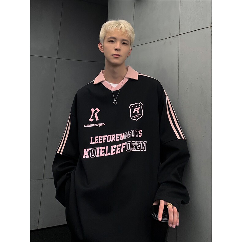 美式复古潮牌三条杠V领卫衣男学院风情侣外套上衣W97-P58,男装卫衣,电商C307