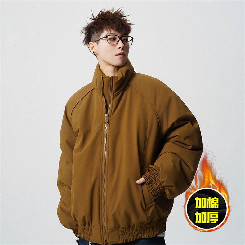 现货美式高街休闲棉衣夹克三防立领纯色户外工装加厚棉服外套,男装夹克,电商A486