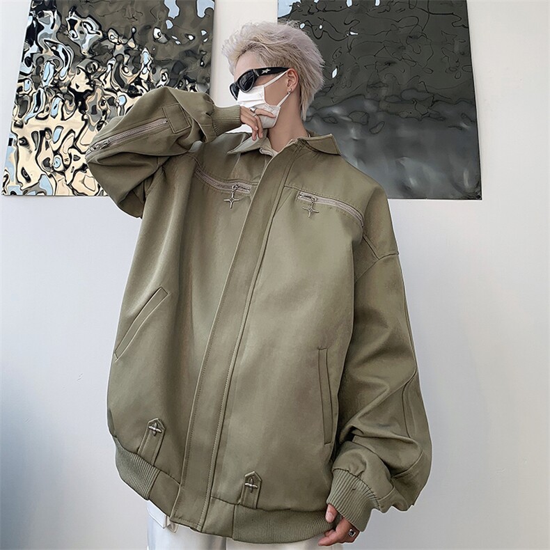 A811-P66美式潮牌百搭夹克上衣男秋季新款宽松休闲设计感外套,男装夹克,星座512-6