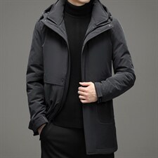 羽绒服男装中长款2023年冬新款连帽休闲百搭外套SNNYR86R315-P345,男装羽绒服,电商B212（原钱塘6029）