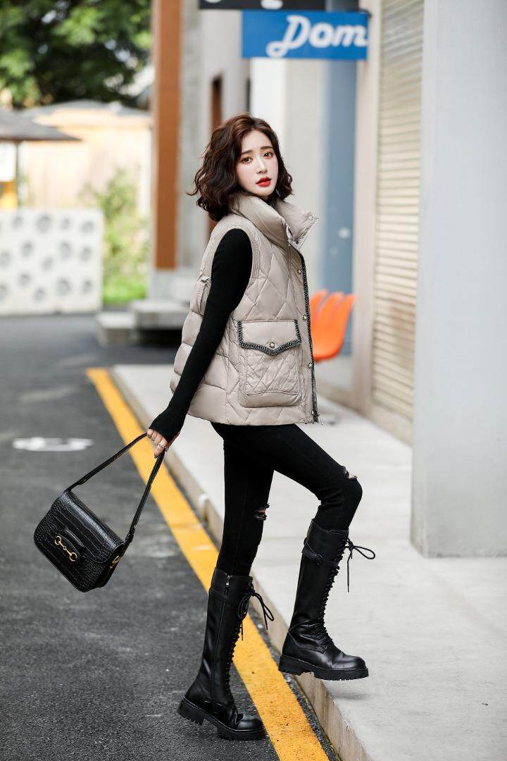 小香风羽绒马甲 90白鸭绒，女装马甲，衣佳佰分