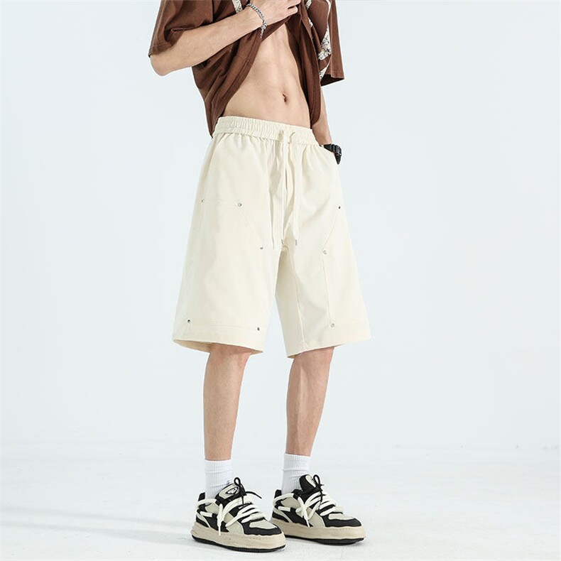夏季铆钉抽绳短裤男夏季设计宽松休闲潮流百搭短裤DK339P-25,男装牛仔裤,电商A128