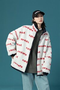 703-Y253 冬季高品质印花时尚羊羔毛拼色外套双面穿棉衣图片