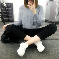 潮流时尚百搭气质纯色低圆领2021年秋季长袖针织衫/毛衣，女装针织衫/毛衣，奕阳依阁