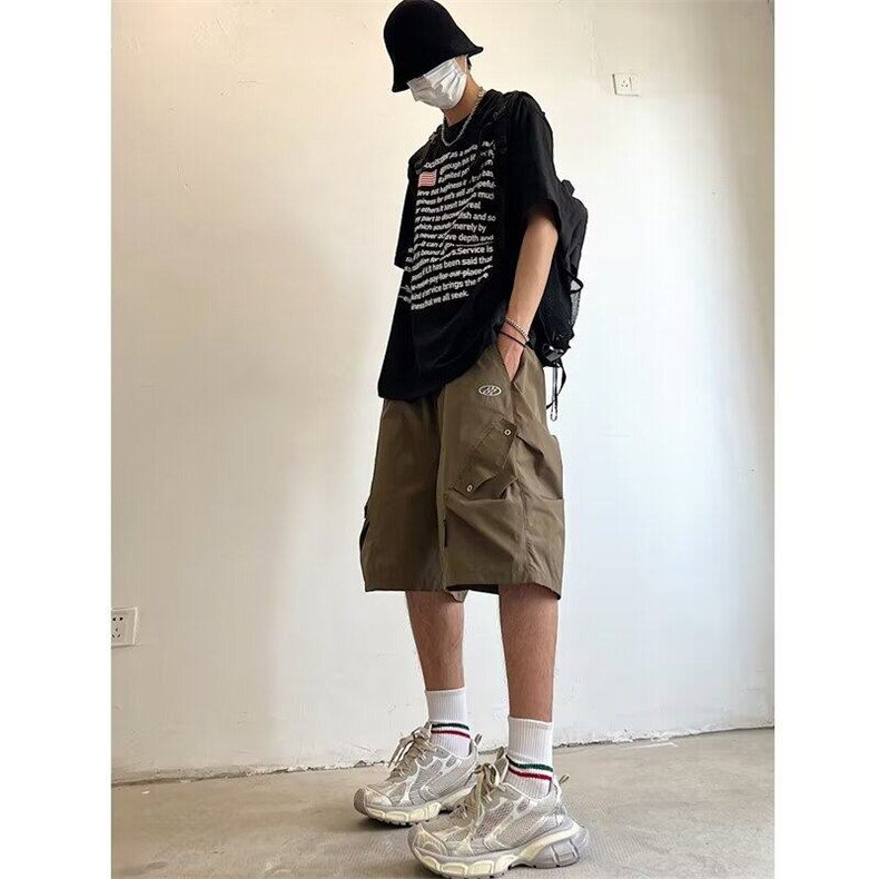 美式机能登山街头短裤男夏季薄款复古高街潮牌过膝伐木五分工装裤,男装牛仔裤,星座911-1