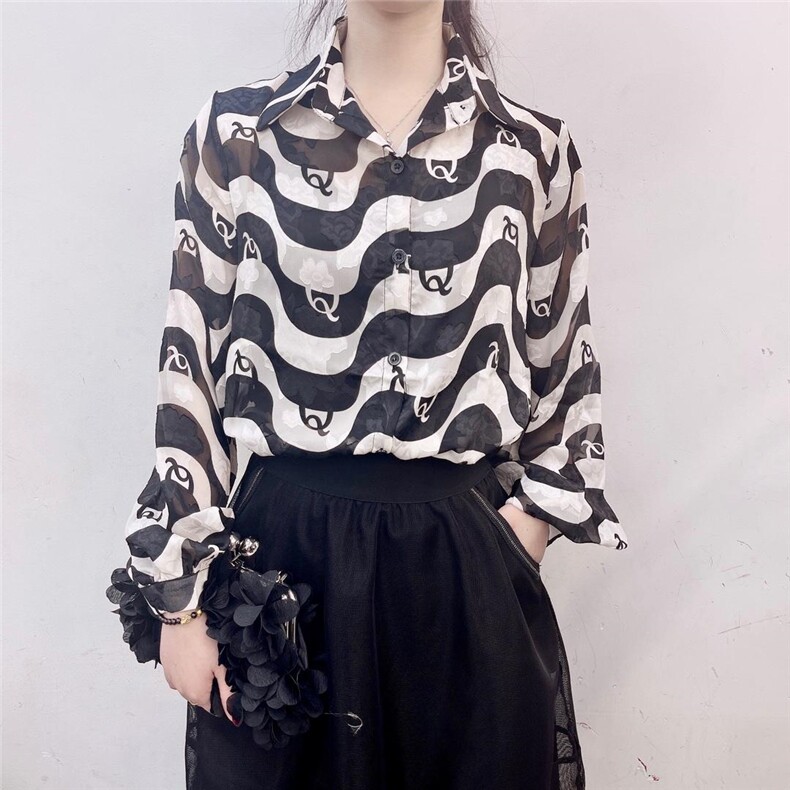 秋冬新款锦花衬衫，女装衬衫，青橙愫