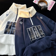 2024冬季新款港风摆拍大码绣花加绒卫衣M-5XHW24953-P60，男装卫衣，电商A022