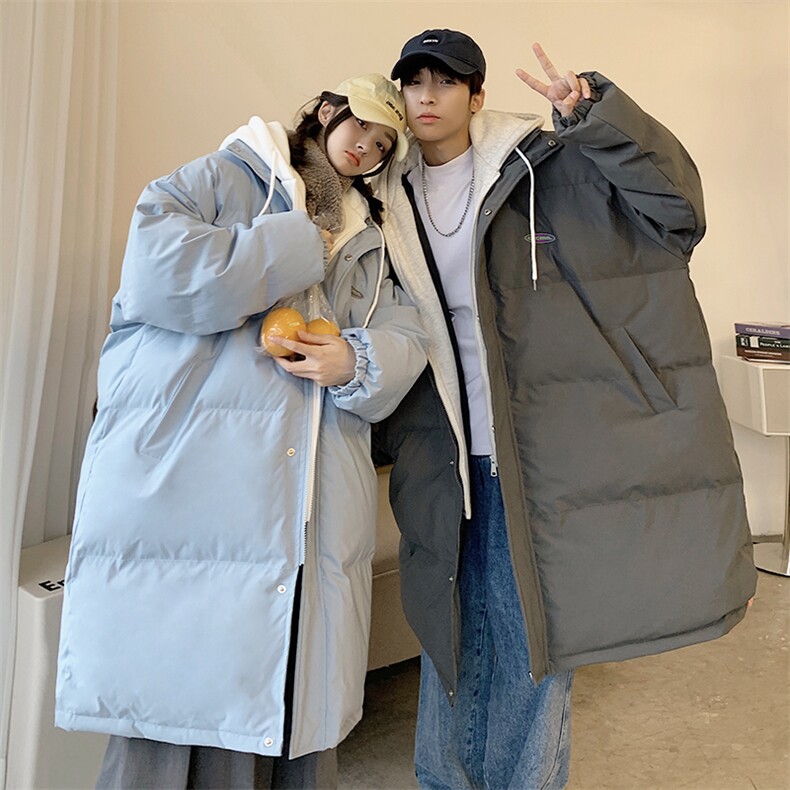 新款假两件拼接中长款情侣装棉衣加厚连帽棉服A071-Y296-P135,男装棉衣,电商A071