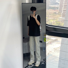 新款美式ins高街hiphop直筒黄泥牛仔裤货号K659P50，男装牛仔裤，电商A063