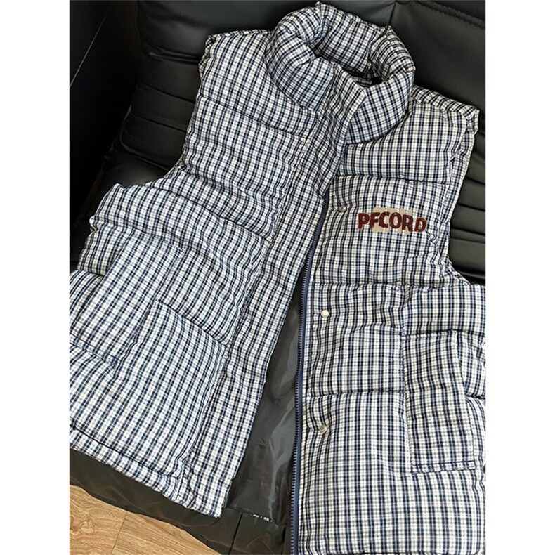网图有货美式复古格子棉衣马甲外套男女通勤保暖棉服A1156-P50,男装棉衣,星座1505