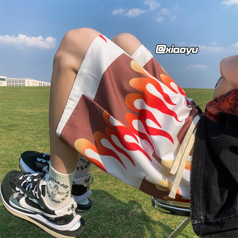 XZ616夏季新款满印火焰冰丝五分裤休闲沙滩裤TY882P25控39,男装休闲裤,星座512A（原616）