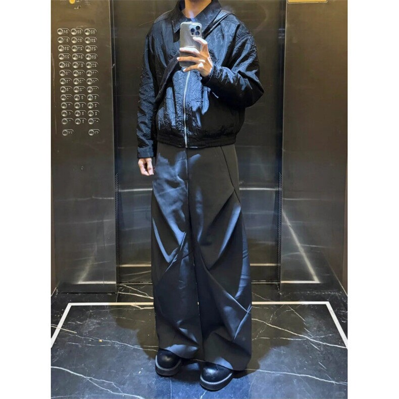 HR52LL-特P45cleanfit解构风西裤男垂坠感高级感裤子,男装休闲裤,星座1007（原301D）