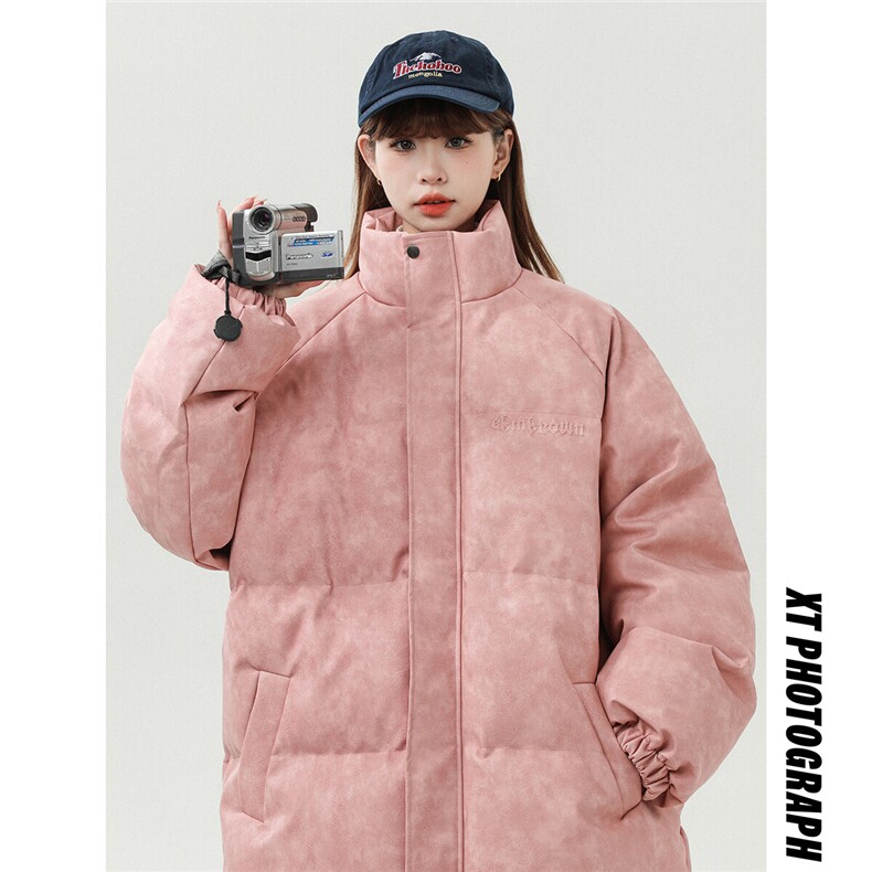 白墙PU皮复古做旧设计钢印棉衣男女MY77096P130控198抖控228，女装棉衣/棉服，星座227-7