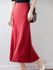 气质时尚羊毛半身裙女中长款裙休闲百搭纯色通勤A字针织显瘦伞裙，女装半身裙，暖绒情旗舰店