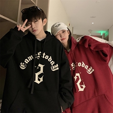 EQ183潮牌哥特文印花卫衣男女春季连帽套头学院风情侣装外套P58，男装卫衣，电商C306-1