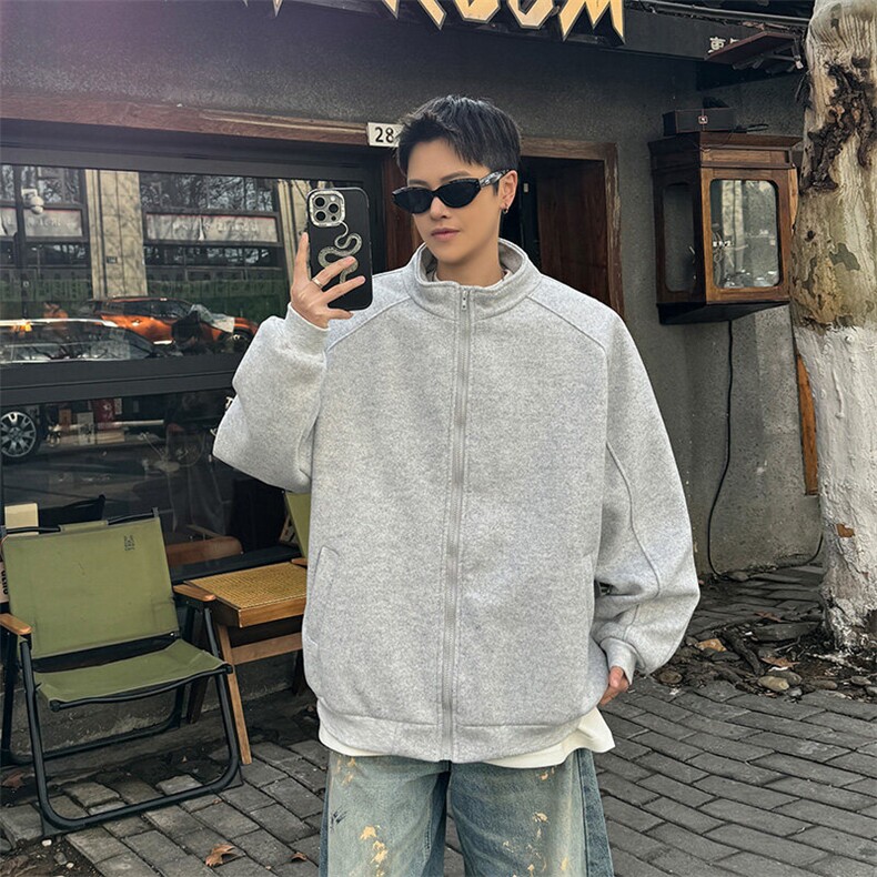 美式立领开衫卫衣男春季宽松情侣运动外套休闲夹克上衣JK0645-P73,男装夹克,星座308B-1