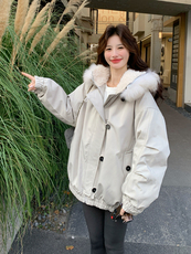新款！赵露思同款真狐狸毛派克服工装外套2C133-6005-P275-K398，女装派克服，2C133