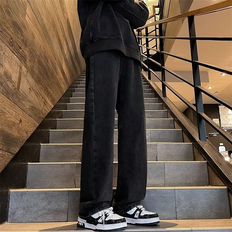 直筒裤子男士复古vibe夏季拖地长裤B004P45,男装牛仔裤,星座1116-2