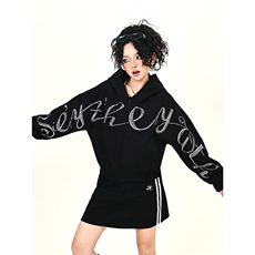 HY0668-P55字母高级感连帽卫衣女秋冬新款宽松慵懒风oversize外套，女装短外套，电商C233