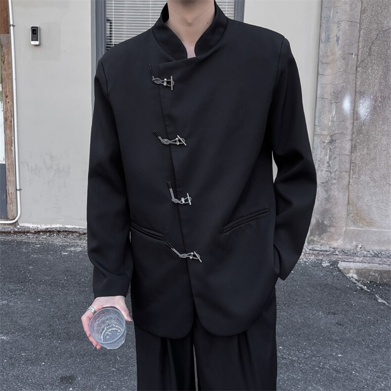 春装新款新中式小众立领中式西装风外套时髦纽扣男女中山装,男装西服套装,星座909