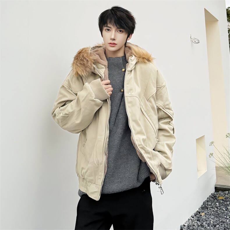 (自家图）冬韩复古做旧纯色棉服重磅帆布水洗廓形夹克3015-P210,男装夹克,星座910-5
