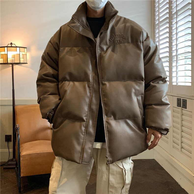 主推冬装新品钢印pu皮棉衣羽绒棉情侣棉服加厚外套H786P128男,男装棉衣,电商A341