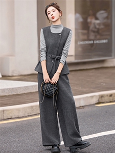 时尚通勤西装马甲阔腿裤套装女2025秋季新款女神范气质收腰三件套图片